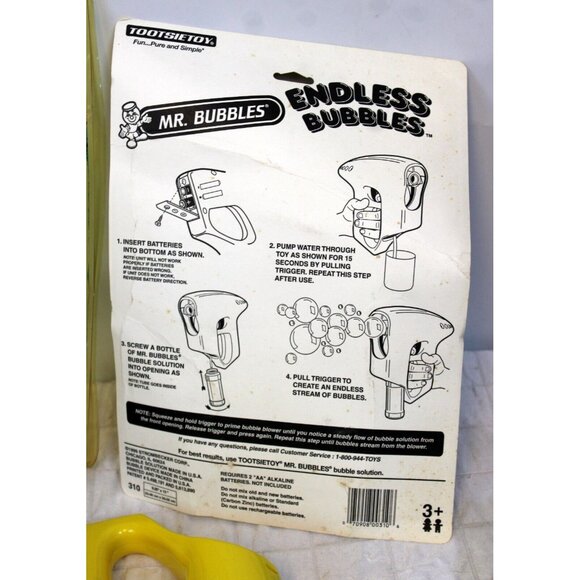 1999 Tootsie Toy Mr Bubbles Endless Blower Gun Toy Yellow Party Summer Fun - Picture 7 of 7
